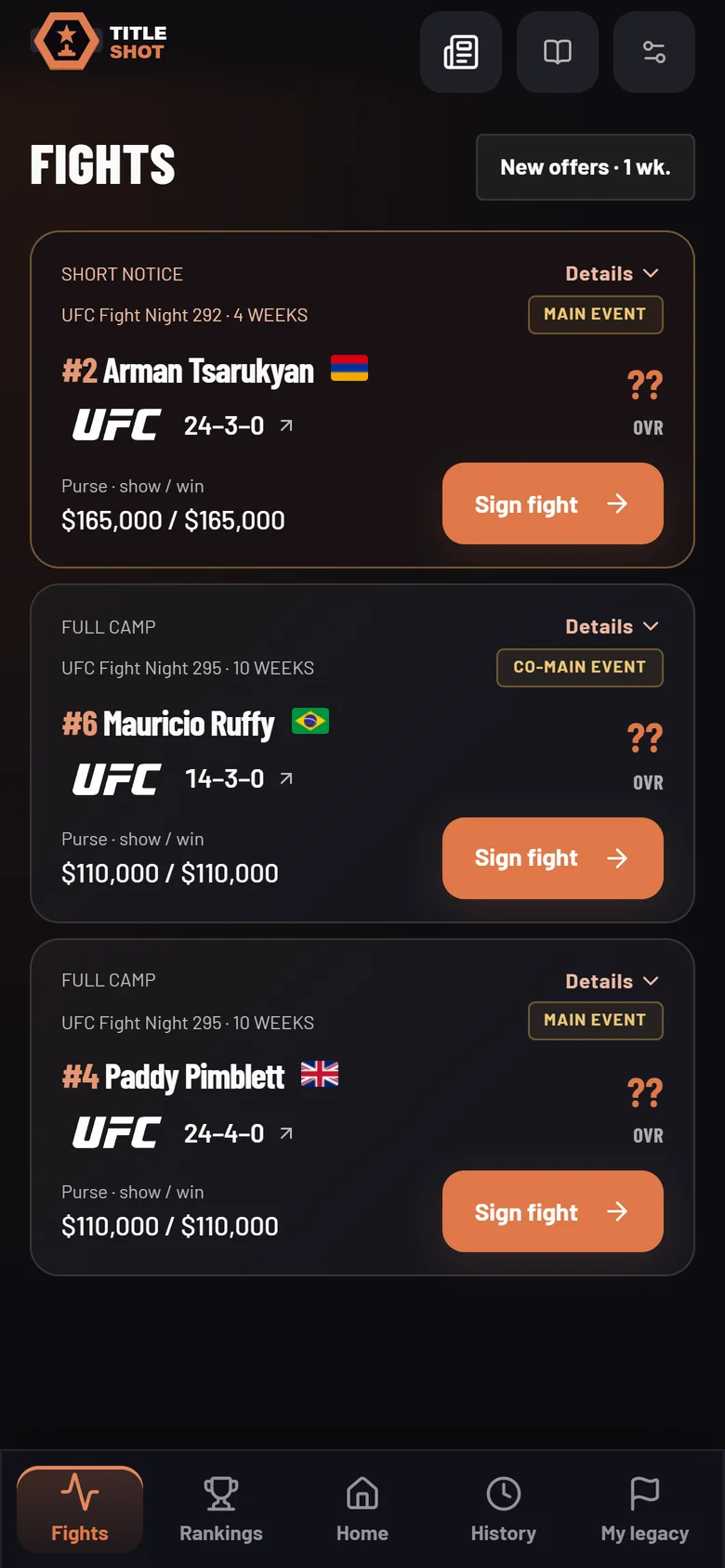 Fight offers